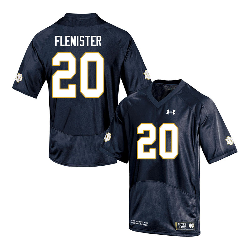 Men's NCAA Notre Dame Fighting Irish #20 C'Bo Flemister Stitched College Under Armour Authentic Navy Football Jersey IZ10F37NE